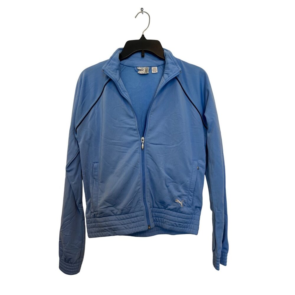 Vintage Puma Womens XS Light Blue Full-Zip Track Jacket 100% Polyester Lightweig